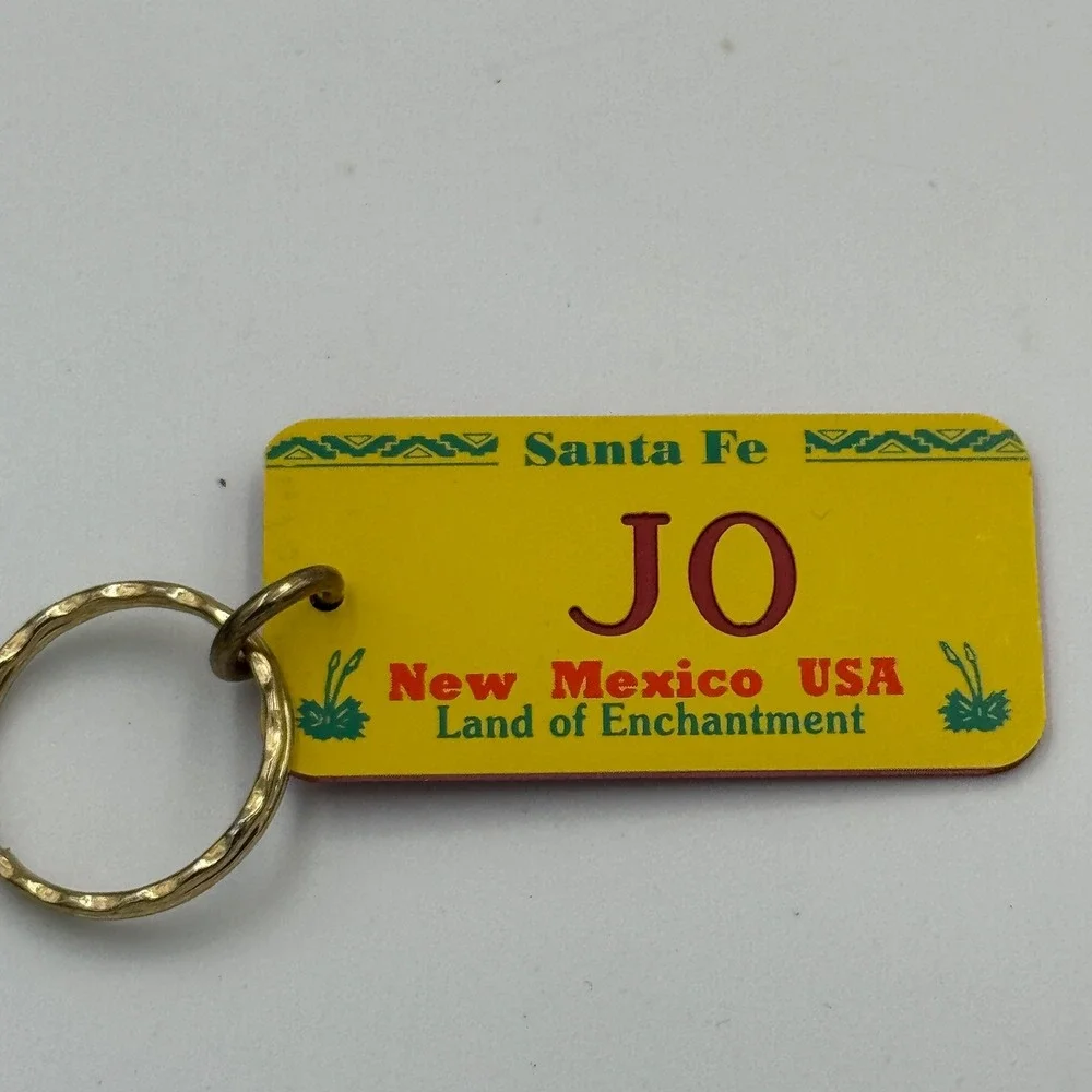 Vintage New Mexico License Plate Keychain Jo Santa Fe Land‎ Travel Souvenir